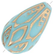 Perles poires travaillées 20x11 mm style vintage - Turquoise - Doré x5|raw }}