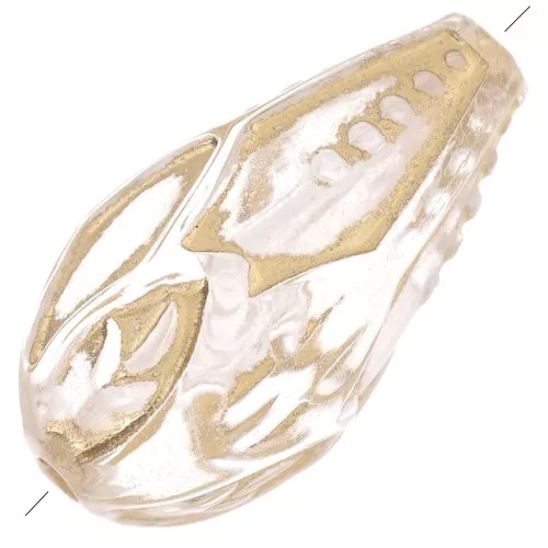 Perles poires travaillées 20x11 mm style vintage - Transparent - Doré x5