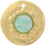 Breloque ronde irrégulière 15mm pour cabochon 6 mm - Acier inoxydable 304L Doré x1