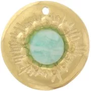 Breloque ronde irrégulière 15mm pour cabochon 6 mm - Acier inoxydable 304L Doré x1