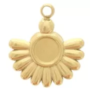 Breloque ethnique 14x12 mm pour cabochon 4 mm - Acier inoxydable 304L Doré x1