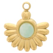 Breloque ethnique 14x12 mm pour cabochon 4 mm - Acier inoxydable 304L Doré x1