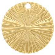 Breloque ronde effet plissé 17 mm - Acier inoxydable 304L Doré x1|raw }}