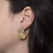 Breloque ronde effet plissé 17 mm - Acier inoxydable 304L Doré x1