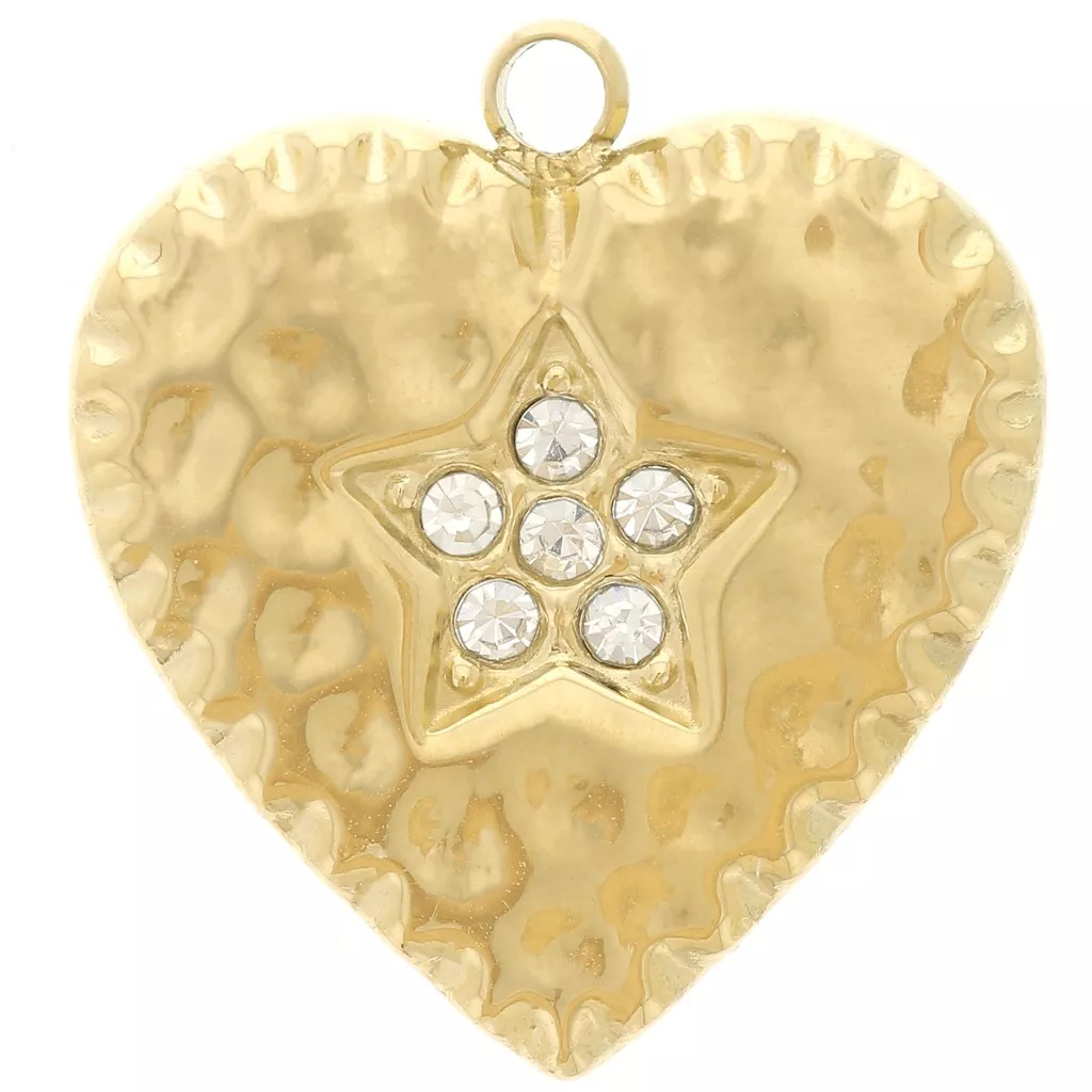 Pendentif Cœur En Plaqué Or Jaune Avec Oxydes De Zirconium - Bijou Femme - Chaîne Optionnelle - Neuf Avec Étiquette