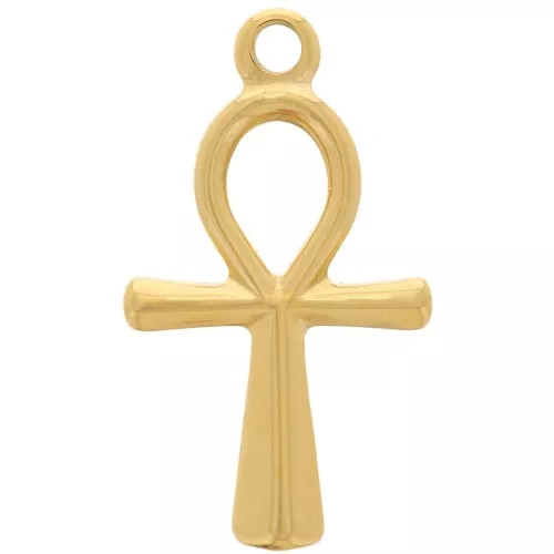 Pendentif croix égyptienne - Ânkh 23x13 mm - Acier inoxydable 304L Doré x1