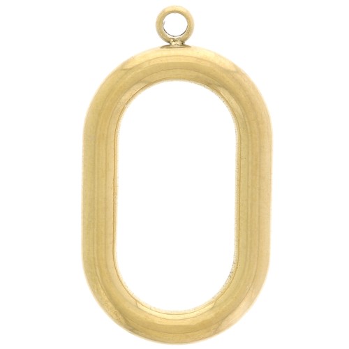 Pendentif ovale évidé 21x12 mm - Acier inoxydable 304L Doré x1