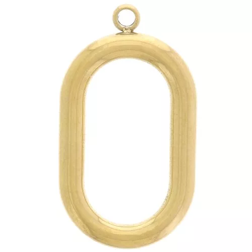 Pendentif ovale évidé 21x12 mm - Acier inoxydable 304L Doré x1