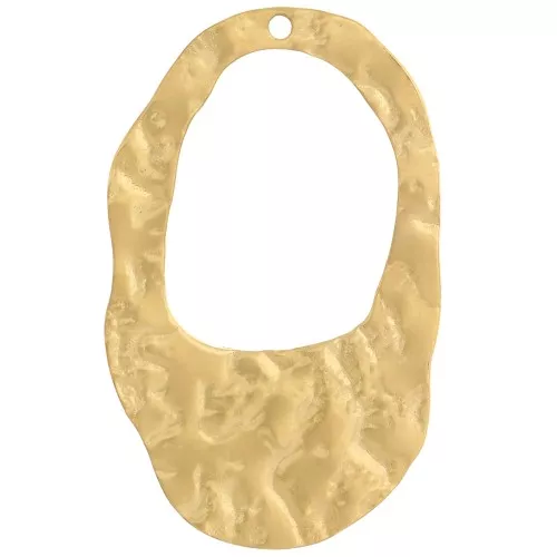 Pendentifs ovales irréguliers martelés 27x17 mm - Acier inoxydable 316L Doré x2