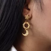 Intercalaire soleil martelé 18 mm - Acier inoxydable 316L Doré x1