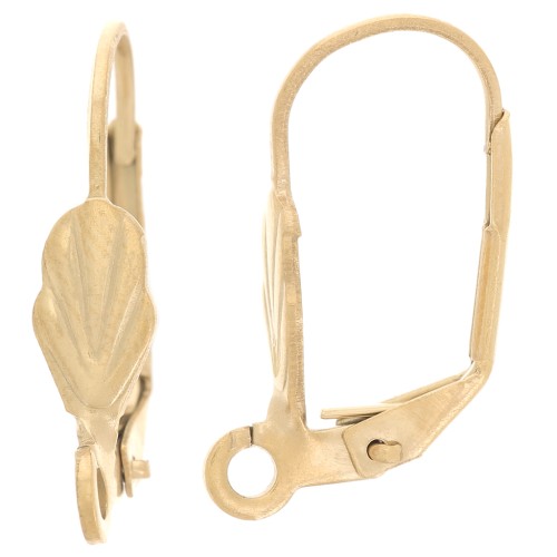 Dormeuses avec anneau ouvert 18 mm - motif coquillage - Acier inox 304 Doré x2