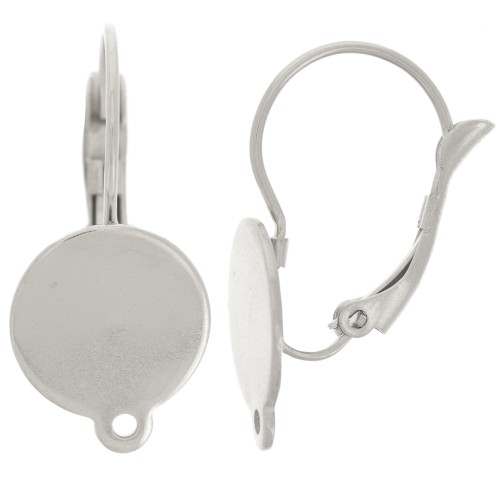 Dormeuses 25 mm pour cabochon 12 mm - Acier inoxydable 304 x2