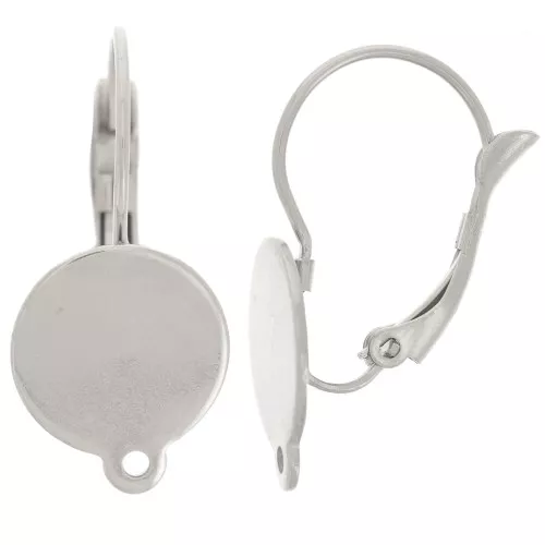 Dormeuses 25 mm pour cabochon 12 mm - Acier inoxydable 304 x2