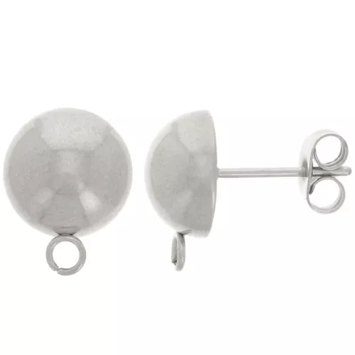 Clous d'oreilles demi-boule 10 mm - Acier inoxydable 304 x2