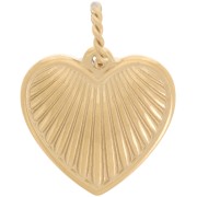 Pendentif coeur strié 18 mm - Acier inoxydable 304 Doré x1