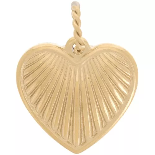 Pendentif coeur strié 18 mm - Acier inoxydable 304 Doré x1