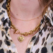 Pendentif coeur strié 18 mm - Acier inoxydable 304 Doré x1