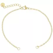 Bracelet maille Forçat limée 2 mm pour intercalaire - Acier inox 304 Doré x18cm