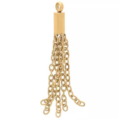 Pendentif pompon chaînette 32 mm - Acier inoxydable 304 Doré x1