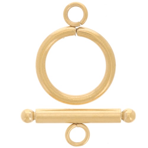 Fermoir T pour bracelet ou collier 16 mm - Acier inoxydable 304 Doré x1