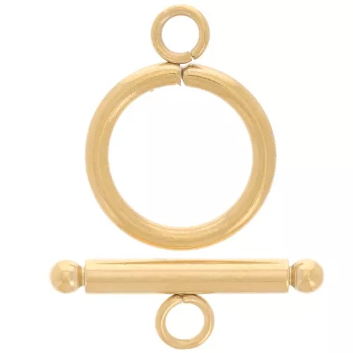 Fermoir T pour bracelet ou collier 16 mm - Acier inoxydable 304 Doré x1