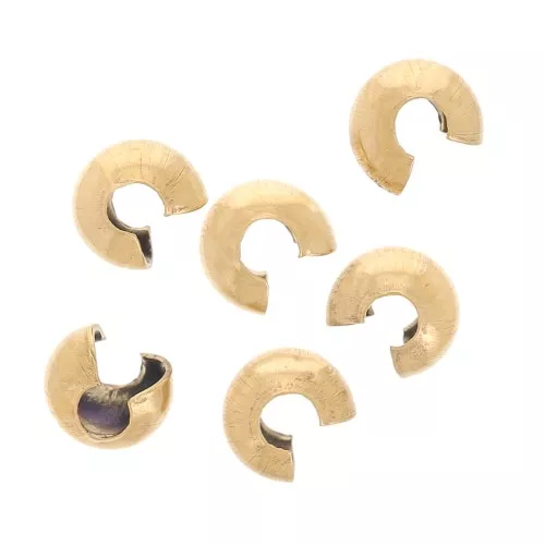 Caches perles à écraser 3 mm - Acier inoxydable 304L Doré x10