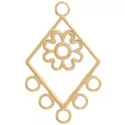 Pendentif chandelier losange 32x20 mm et 5 anneaux fermés - Acier inox 304 Doré x1