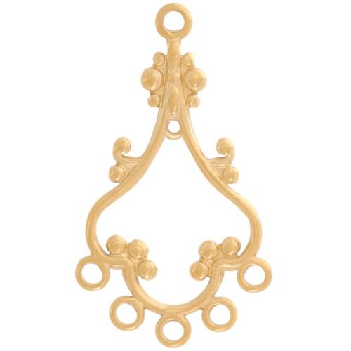 Pendentif chandelier oriental 35x20 mm & 5 anneaux fermés - Acier inox 304 Doré x1