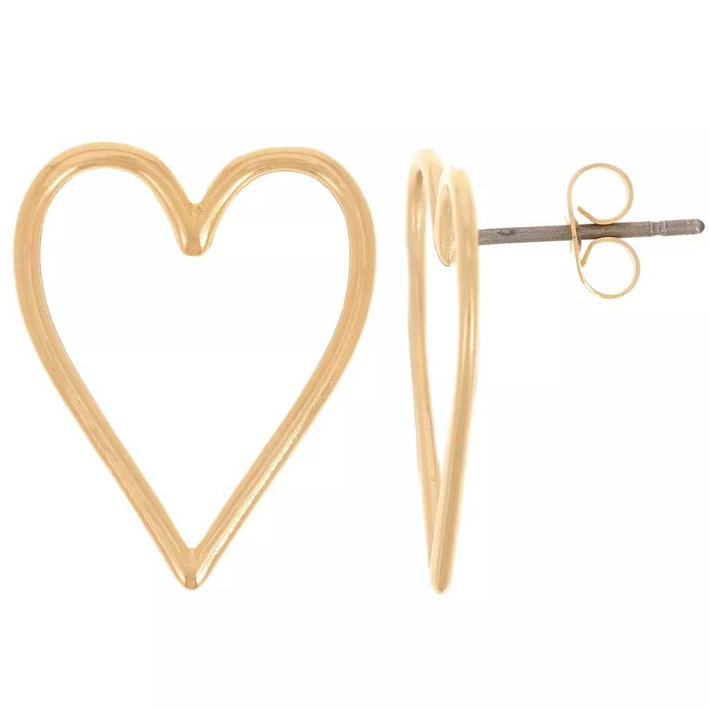 Boucles D'oreilles Pendantes Design - Coeur Doré/noir - Zirconium Et Acier Inox - Neuves