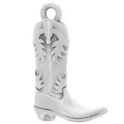 Pendentif Santiag botte de cowboy 22x14 mm - Placage Argent fin vieilli x1