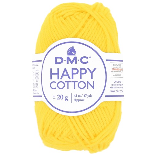 Coton Happy Cotton DMC - spécial amigurumi - Jaune soleil (n°788) x43m