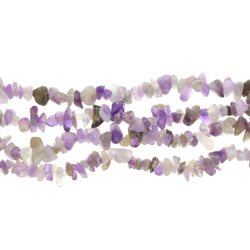 Perles chips 8 - 11 mm en pierre gemme teintée - Amethyste x 80 cm