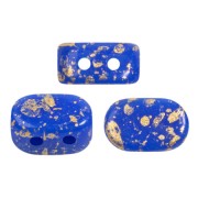Perles en verre Lipsi® par Puca® 4x6 mm - Opaque Sapphire Gold Splash x10g|raw }}