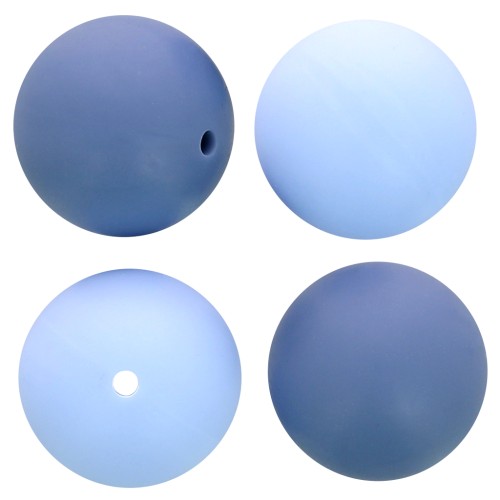 Perles rondes en silicone 18 mm pour attache sucette - tétine - Multi bleu x4