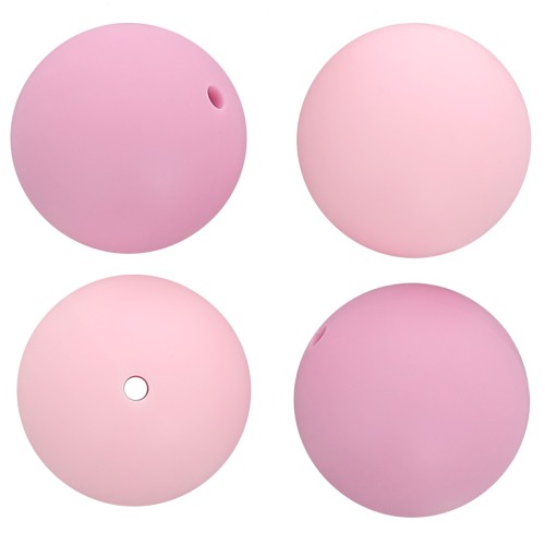 Perles rondes en silicone 18 mm pour attache sucette - tétine - Multi rose x4