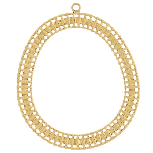 Pendentifs ovales irréguliers 35x30 mm - Acier inoxydable 316L Doré x2