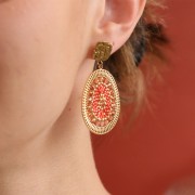 Pendentifs ovales irréguliers 35x30 mm - Acier inoxydable 316L Doré x2