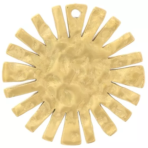 Breloque soleil martelé 15 mm - Acier inoxydable 316L Doré x1