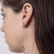 Chaines d'oreilles maille Forçat traversantes 50 + 60mm Acier inox 304 Doré x2