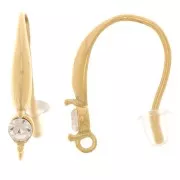 Crochets d'oreilles design 18 mm avec oxyde de zirconium - Acier inox 304L Doré x2