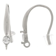 Crochets d'oreilles design 18 mm avec oxyde de zirconium - Acier inox 304L x2|raw }}