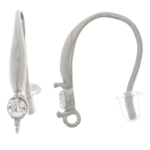 Crochets d'oreilles design 18 mm avec oxyde de zirconium - Acier inox 304L x2