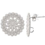 Clous d'oreilles rosace 17 mm avec petites boules - Acier inoxydable 304L x2|raw }}