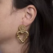 Clous d'oreilles rosace 17 mm avec petites boules - Acier inoxydable 304L x2