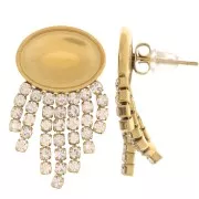 Boucles d'oreilles franges CZ 29x15mm - cabochon 14x10 mm Acier inox 304 Doré x2