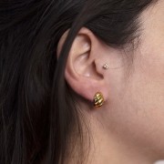 Boucles d'oreilles ovales incurvés 13x8 mm effet torsadé - Acier inox 304L Doré x2