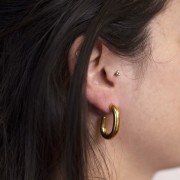 Créoles ovales épaisses - fil rond 27 mm - Acier inoxydable 304L Doré x2