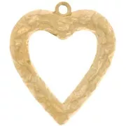 Pendentifs coeurs martelés 34x30 mm - Acier inoxydable 304L Doré x2