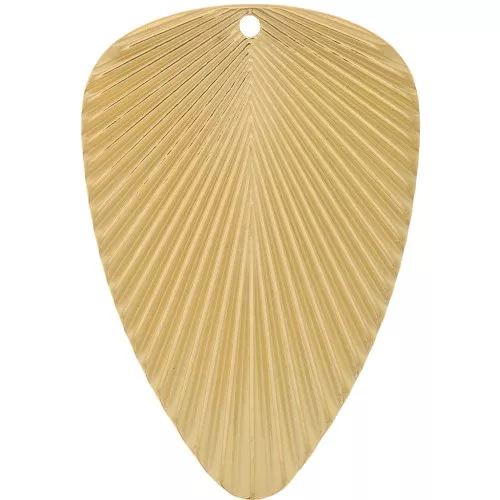 Pendentif feuille 41x28 mm effet plissé - Acier inoxydable 304L Doré x1