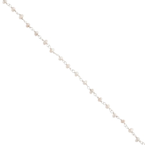 Chaîne fantaisie 4 mm avec perles d'eau douce - Argent 925 x20cm